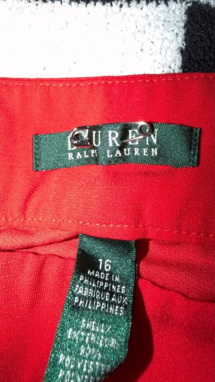 Lauren Ralph Lauren Red Wide Leg Anchor Button Pants Size 16 - Picture 3 of 4